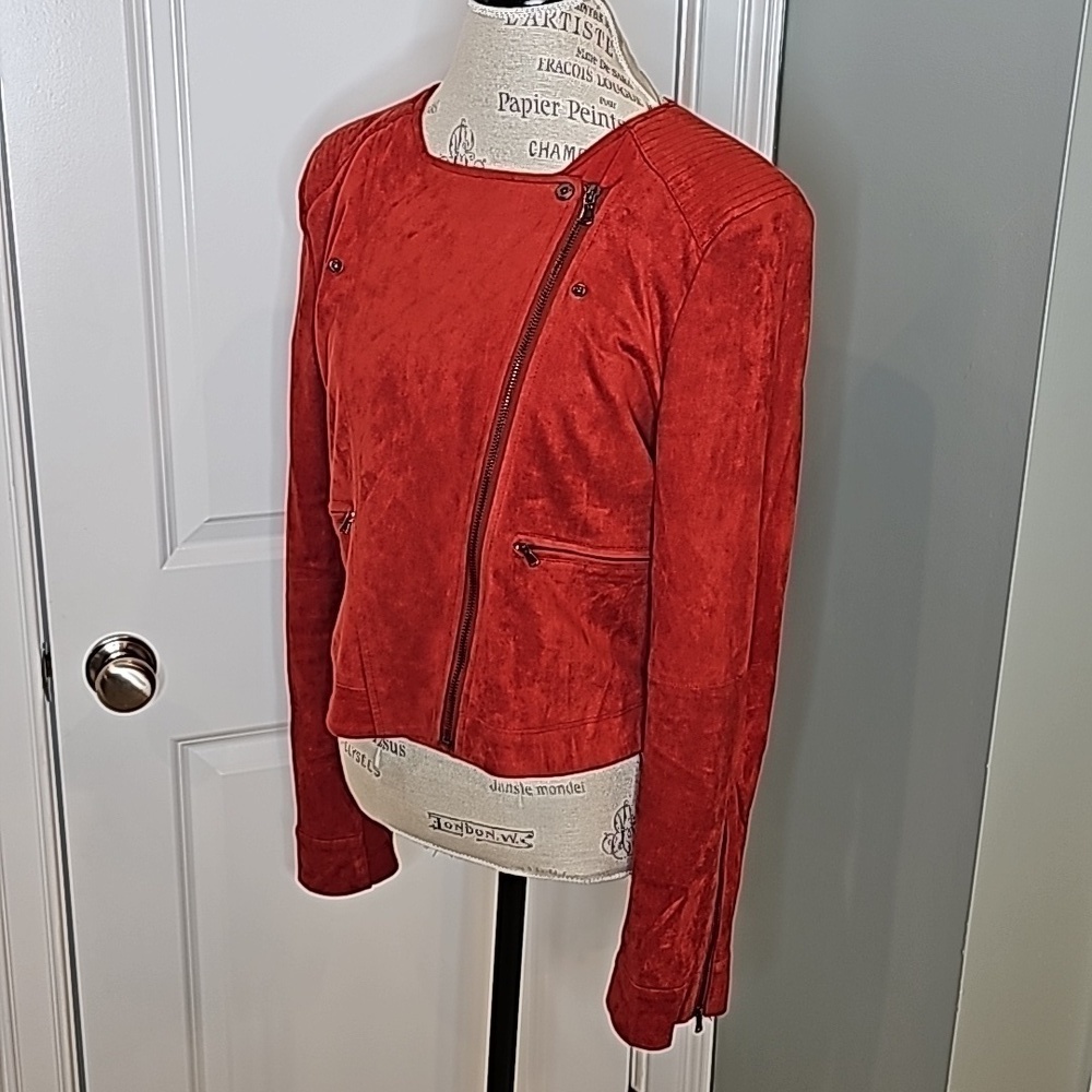 Fate Burnt Orange Delilah Suede Cropped Jacket - Size Large - Picture 10 of 13